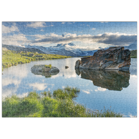 Darstellung des Puzzle-Motivs Bergsee Stellisee mit dem Matterhorn (4478m) – Puzzleteile: 500
