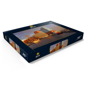 Alternative Darstellung des Puzzle-Motivs Schiffsanleger an der Überseebrücke mit Blick über die Elbe zur Elbphilharmonie, Hamburg – Puzzleteile: 200