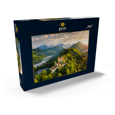 Sonnenuntergang am Schloss Hohenschwangau mit dem Alpsee und den Tannheimer Bergen 1000 Puzzle Schachtel Ansicht2