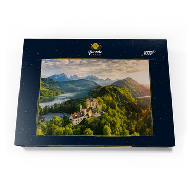 Sonnenuntergang am Schloss Hohenschwangau mit dem Alpsee und den Tannheimer Bergen 1000 Puzzle Schachtel Ansicht3