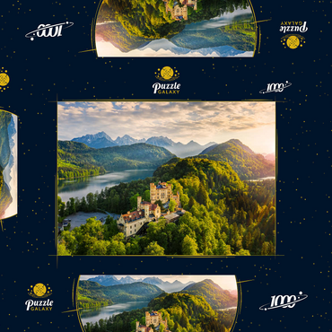 Sonnenuntergang am Schloss Hohenschwangau mit dem Alpsee und den Tannheimer Bergen 1000 Puzzle Schachtel 3D Modell