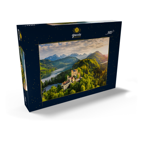 Sonnenuntergang am Schloss Hohenschwangau mit dem Alpsee und den Tannheimer Bergen 500 Puzzle Schachtel Ansicht2