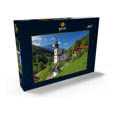 Wallfahrtskirche Maria Gern gegen den Untersberg (1973m) bei Berchtesgaden 1000 Puzzle Schachtel Ansicht2