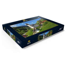 Darstellung des Puzzle Motivs Wallfahrtskirche Maria Gern gegen den Untersberg (1973m) bei Berchtesgaden - Puzzleteile: 100