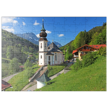 puzzleplate Wallfahrtskirche Maria Gern gegen den Untersberg (1973m) bei Berchtesgaden 100 Puzzle