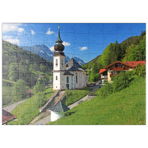 puzzleplate Wallfahrtskirche Maria Gern gegen den Untersberg (1973m) bei Berchtesgaden 100 Puzzle