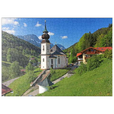puzzleplate Wallfahrtskirche Maria Gern gegen den Untersberg (1973m) bei Berchtesgaden 500 Puzzle