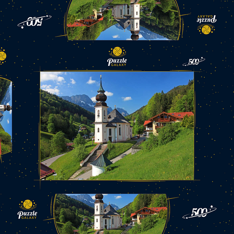 Wallfahrtskirche Maria Gern gegen den Untersberg (1973m) bei Berchtesgaden 500 Puzzle Schachtel 3D Modell