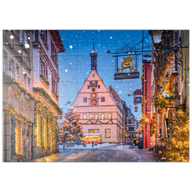 Darstellung des Puzzle Motivs Marktplatz in der Weihnachtszeit - Puzzleteile: 100
