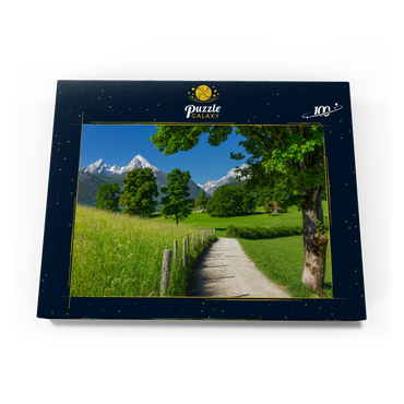 Naturerlebnisweg bei Bischofswiesen nahe Berchtesgaden mit Blick zum Watzmann 100 Puzzle Schachtel Ansicht3
