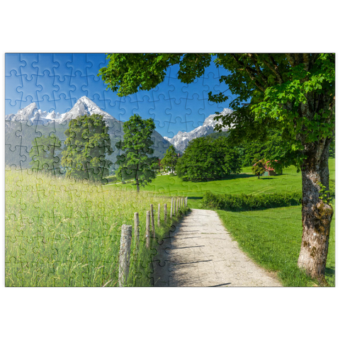 puzzleplate Naturerlebnisweg bei Bischofswiesen nahe Berchtesgaden mit Blick zum Watzmann 200 Puzzle