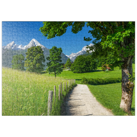 puzzleplate Naturerlebnisweg bei Bischofswiesen nahe Berchtesgaden mit Blick zum Watzmann 500 Puzzle