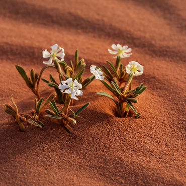 Die Wüste blüht, Blumen im Sand, Wadi Rum, Gouvernement Aqaba, Jordanien 500 Puzzle 3D Modell