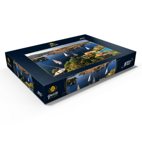Alternative Darstellung des Puzzle-Motivs Blick vom Old Cataract Hotel zur Insel Elephantine, Assuan, Ägypten – Puzzleteile: 1000