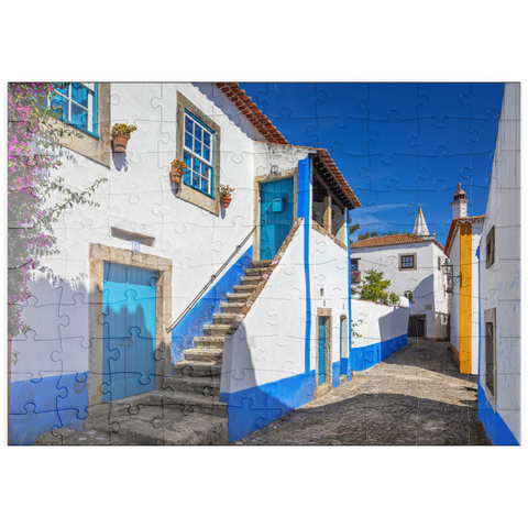 puzzleplate Gasse im historischen Ortskern von Óbidos 100 Puzzle