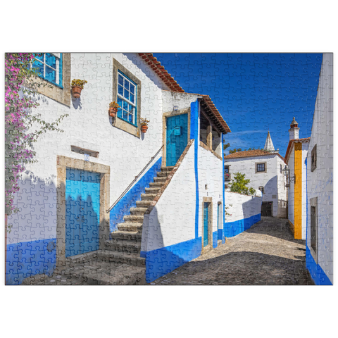 puzzleplate Gasse im historischen Ortskern von Óbidos 500 Puzzle