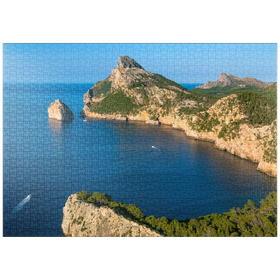 Darstellung des Puzzle-Motivs Cap de Formentor mit der Insel Illot el Colomer, Pollenca, Serra de Tramuntana, Mallorca – Puzzleteile: 1000