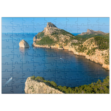puzzleplate Cap de Formentor mit der Insel Illot el Colomer, Pollenca, Serra de Tramuntana, Mallorca 100 Puzzle