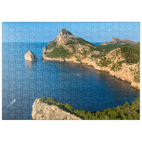 puzzleplate Cap de Formentor mit der Insel Illot el Colomer, Pollenca, Serra de Tramuntana, Mallorca 200 Puzzle