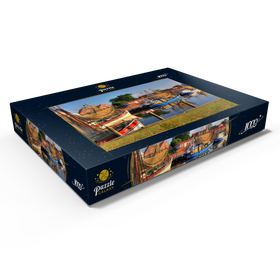 Alternative Darstellung des Puzzle-Motivs Fischerhafen mit Krabbenkuttern im Morgenlicht – Puzzleteile: 1000