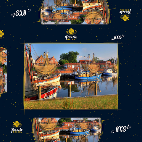 Fischerhafen mit Krabbenkuttern im Morgenlicht 1000 Puzzle Schachtel 3D Modell