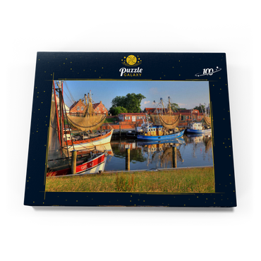 Fischerhafen mit Krabbenkuttern im Morgenlicht 100 Puzzle Schachtel Ansicht3
