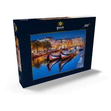 Boote der moliceiros, der ehemaligen Tangfischer auf dem Kanal in der Universitätsstadt Aveiro 1000 Puzzle Schachtel Ansicht2