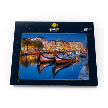 Boote der moliceiros, der ehemaligen Tangfischer auf dem Kanal in der Universitätsstadt Aveiro 100 Puzzle Schachtel Ansicht3