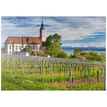 puzzleplate Wallfahrtskirche Birnau bei Unteruhldingen am Bodensee im Frühling 1000 Puzzle