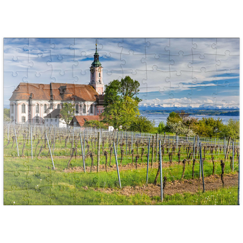 puzzleplate Wallfahrtskirche Birnau bei Unteruhldingen am Bodensee im Frühling 100 Puzzle