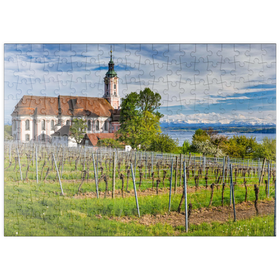 Darstellung des Puzzle-Motivs Wallfahrtskirche Birnau bei Unteruhldingen am Bodensee im Frühling – Puzzleteile: 200