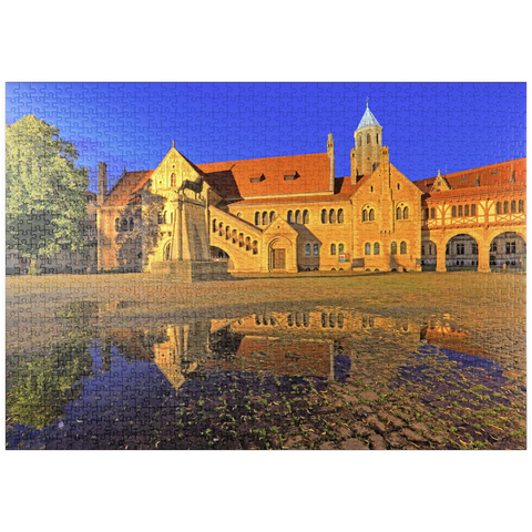 puzzleplate Braunschweiger Löwe und Burg Dankwarderode am Burgplatz bei Nacht, Braunschweig 1000 Puzzle