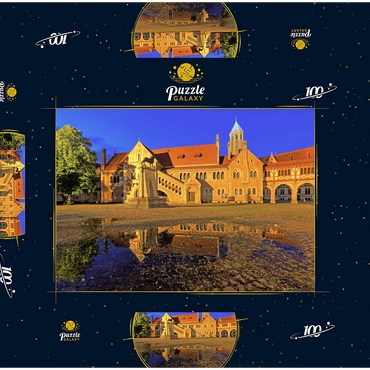 Braunschweiger Löwe und Burg Dankwarderode am Burgplatz bei Nacht, Braunschweig 100 Puzzle Schachtel 3D Modell