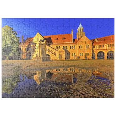 puzzleplate Braunschweiger Löwe und Burg Dankwarderode am Burgplatz bei Nacht, Braunschweig 200 Puzzle