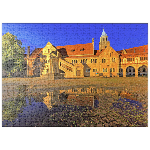 puzzleplate Braunschweiger Löwe und Burg Dankwarderode am Burgplatz bei Nacht, Braunschweig 500 Puzzle