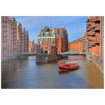 puzzleplate Wasserschloss zwischen Holländischbrookfleet und Wandrahmsfleet in der Speicherstadt, Hamburg 1000 Puzzle