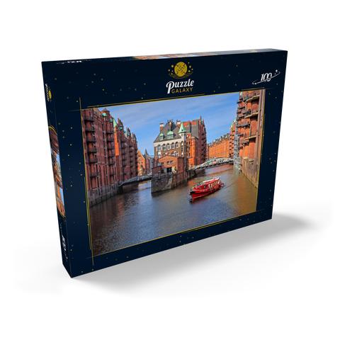 Wasserschloss zwischen Holländischbrookfleet und Wandrahmsfleet in der Speicherstadt, Hamburg 100 Puzzle Schachtel Ansicht2