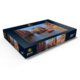 Alternative Darstellung des Puzzle-Motivs Wasserschloss zwischen Holländischbrookfleet und Wandrahmsfleet in der Speicherstadt, Hamburg – Puzzleteile: 500