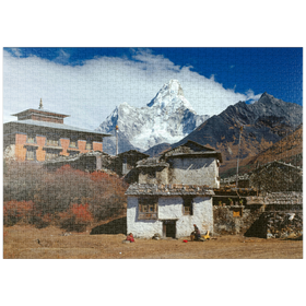 Darstellung des Puzzle-Motivs Buddhistisches Kloster in Tengboche mit Blick auf den Ama Dablam, Nepal – Puzzleteile: 1000