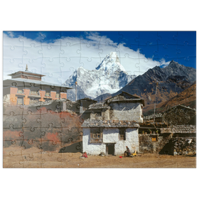 Darstellung des Puzzle Motivs Buddhistisches Kloster in Tengboche mit Blick auf den Ama Dablam, Nepal - Puzzleteile: 100