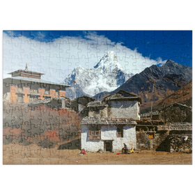 Darstellung des Puzzle-Motivs Buddhistisches Kloster in Tengboche mit Blick auf den Ama Dablam, Nepal – Puzzleteile: 200