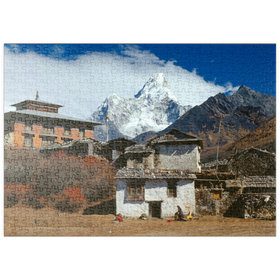 Darstellung des Puzzle-Motivs Buddhistisches Kloster in Tengboche mit Blick auf den Ama Dablam, Nepal – Puzzleteile: 500