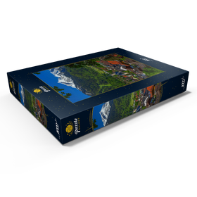 Alternative Darstellung des Puzzle-Motivs Partenkirchner Pfarrkirche Maria Himmelfahrt gegen Alpspitze (2628m) – Puzzleteile: 1000
