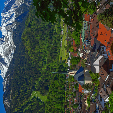 Partenkirchner Pfarrkirche Maria Himmelfahrt gegen Alpspitze (2628m), Garmisch-Partenkirchen 1000 Puzzle 3D Modell
