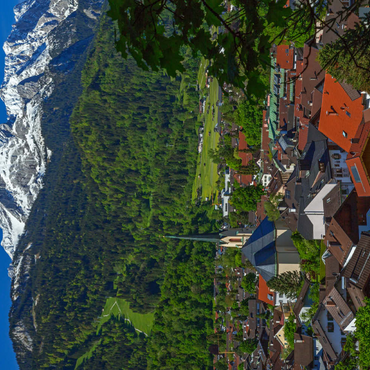 Partenkirchner Pfarrkirche Maria Himmelfahrt gegen Alpspitze (2628m), Garmisch-Partenkirchen 100 Puzzle 3D Modell