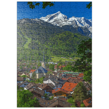 puzzleplate Partenkirchner Pfarrkirche Maria Himmelfahrt gegen Alpspitze (2628m), Garmisch-Partenkirchen 200 Puzzle