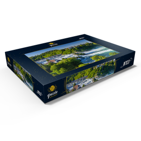Alternative Darstellung des Puzzle-Motivs Blick über den Rheinfall zum Schloss Laufen – Puzzleteile: 1000
