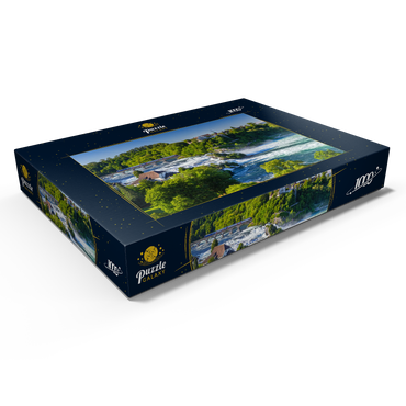 Blick über den Rheinfall zum Schloss Laufen 1000 Puzzle Schachtel Ansicht1