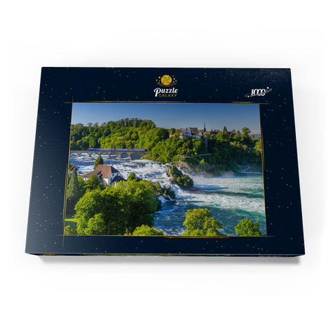 Blick über den Rheinfall zum Schloss Laufen 1000 Puzzle Schachtel Ansicht3