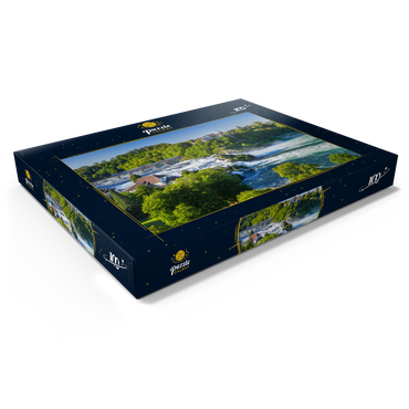 Blick über den Rheinfall zum Schloss Laufen 100 Puzzle Schachtel Ansicht1